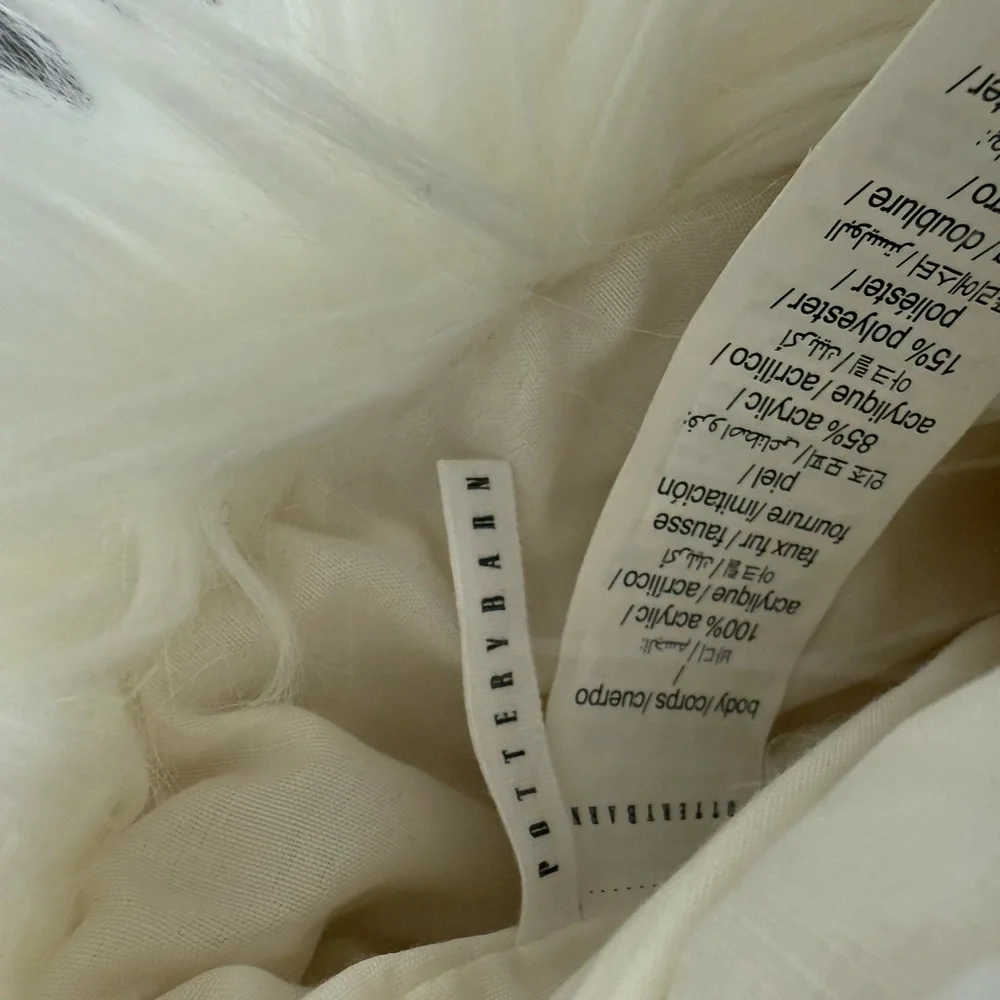 Pottery Barn Cream Faux Fur Stocking